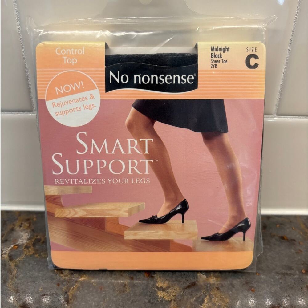 No Nonsense Smart Support Black Pantyhose Size C